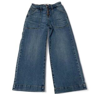 Oat Wide Leg High Rise Crop Denim Jeans Womens 25 Classic Preppy Normcore Button